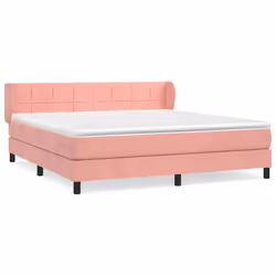 vidaXL Giroletto a Molle con Materasso Rosa 160x200 cm in Velluto - Vista aggiuntiva 2