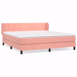 vidaXL Giroletto a Molle con Materasso Rosa 180x200 cm in Velluto - Vista aggiuntiva 2