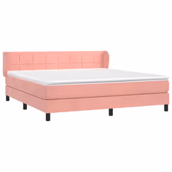 vidaXL Giroletto a Molle con Materasso Rosa 180x200 cm in Velluto - Vista aggiuntiva 3