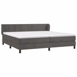 vidaXL Giroletto a Molle con Materasso Grigio Scuro 200x200 cm Velluto - Vista aggiuntiva 3