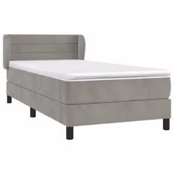 vidaXL Giroletto a Molle con Materasso Grigio Chiaro 90x200 cm Velluto - Vista aggiuntiva 3