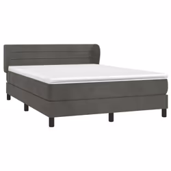 vidaXL Giroletto a Molle con Materasso Grigio Scuro 140x190 cm Velluto - Vista aggiuntiva 3