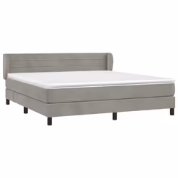 vidaXL Giroletto a Molle con Materasso Grigio Chiaro 160x200cm Velluto - Vista aggiuntiva 3