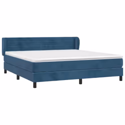 vidaXL Giroletto a Molle con Materasso Blu Scuro 180x200 cm in Velluto - Vista aggiuntiva 3