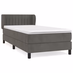 vidaXL Giroletto a Molle con Materasso Grigio Scuro 90x200 cm Velluto - Vista aggiuntiva 2