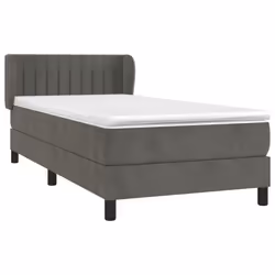 vidaXL Giroletto a Molle con Materasso Grigio Scuro 90x200 cm Velluto - Vista aggiuntiva 3