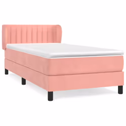vidaXL Giroletto a Molle con Materasso Rosa 90x200 cm in Velluto - Vista aggiuntiva 2