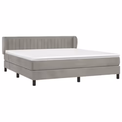 vidaXL Giroletto a Molle con Materasso Grigio Chiaro 160x200cm Velluto - Vista aggiuntiva 3