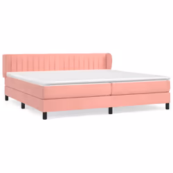 vidaXL Giroletto a Molle con Materasso Rosa 200x200 cm in Velluto - Vista aggiuntiva 2