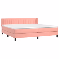 vidaXL Giroletto a Molle con Materasso Rosa 200x200 cm in Velluto - Vista aggiuntiva 3