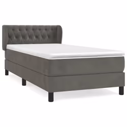 vidaXL Giroletto a Molle con Materasso Grigio Scuro 90x200 cm Velluto - Vista aggiuntiva 2