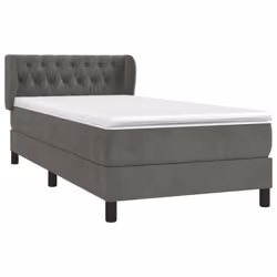 vidaXL Giroletto a Molle con Materasso Grigio Scuro 90x200 cm Velluto - Vista aggiuntiva 3