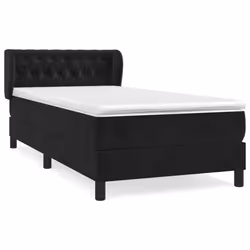 vidaXL Giroletto a Molle con Materasso Nero 90x200 cm in Velluto - Vista aggiuntiva 2