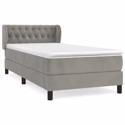 vidaXL Giroletto a Molle con Materasso Grigio Chiaro 100x200cm Velluto - Vista aggiuntiva 2