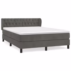vidaXL Giroletto a Molle con Materasso Grigio Scuro 140x190 cm Velluto - Vista aggiuntiva 2