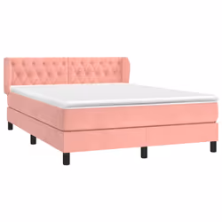 vidaXL Giroletto a Molle con Materasso Rosa 140x190 cm in Velluto - Vista aggiuntiva 3