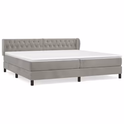 vidaXL Giroletto a Molle con Materasso Grigio Chiaro 200x200cm Velluto - Vista aggiuntiva 2