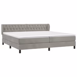 vidaXL Giroletto a Molle con Materasso Grigio Chiaro 200x200cm Velluto - Vista aggiuntiva 3
