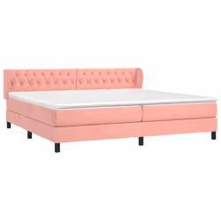vidaXL Giroletto a Molle con Materasso Rosa 200x200 cm in Velluto - Vista aggiuntiva 3