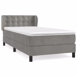 vidaXL Giroletto a Molle con Materasso Grigio Chiaro 80x200 cm Velluto - Vista aggiuntiva 2