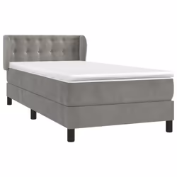 vidaXL Giroletto a Molle con Materasso Grigio Chiaro 80x200 cm Velluto - Vista aggiuntiva 3
