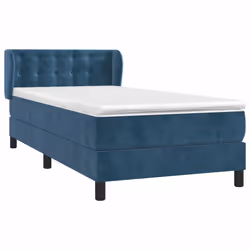 vidaXL Giroletto a Molle con Materasso Blu Scuro 80x200 cm in Velluto - Vista aggiuntiva 3