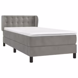 vidaXL Giroletto a Molle con Materasso Grigio Chiaro 90x200 cm Velluto - Vista aggiuntiva 3