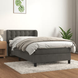 Giroletto a Molle con Materasso Grigio Scuro 100x200 cm Vellutocod mxl 122063