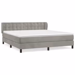 vidaXL Giroletto a Molle con Materasso Grigio Chiaro 160x200cm Velluto - Vista aggiuntiva 2