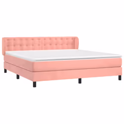 vidaXL Giroletto a Molle con Materasso Rosa 180x200 cm in Velluto - Vista aggiuntiva 3