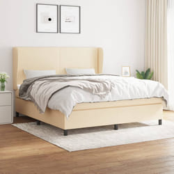 vidaXL Giroletto a Molle con Materasso Crema 160x200 cm in Tessuto
