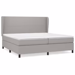 vidaXL Giroletto a Molle con Materasso Grigio Chiaro 200x200cm Tessuto - Vista aggiuntiva 2