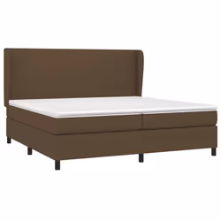 vidaXL Giroletto a Molle con Materasso Marrone Scuro 200x200cm Tessuto - Vista aggiuntiva 3