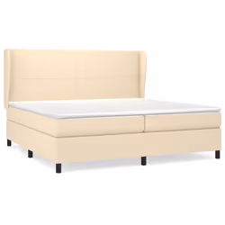 vidaXL Giroletto a Molle con Materasso Crema 200x200 cm in Tessuto - Vista aggiuntiva 2