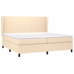 vidaXL Giroletto a Molle con Materasso Crema 200x200 cm in Tessuto - Vista aggiuntiva 3