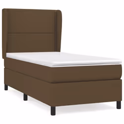 vidaXL Giroletto a Molle con Materasso Marrone Scuro 90x190cm Tessuto - Vista aggiuntiva 2