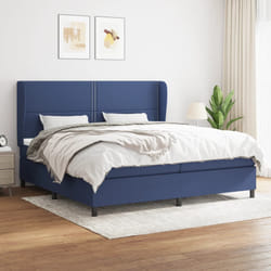vidaXL Giroletto a Molle con Materasso Blu 200x200 cm in Tessuto