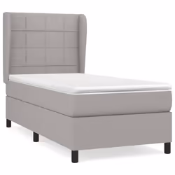 vidaXL Giroletto a Molle con Materasso Grigio Chiaro 90x200 cm Tessuto - Vista aggiuntiva 2