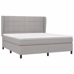 vidaXL Giroletto a Molle con Materasso Grigio Chiaro160x200 cm Tessuto - Vista aggiuntiva 3