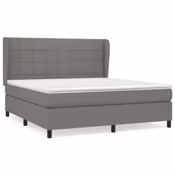 vidaXL Giroletto a Molle con Materasso Grigio Scuro 160x200 cm Tessuto - Vista aggiuntiva 2