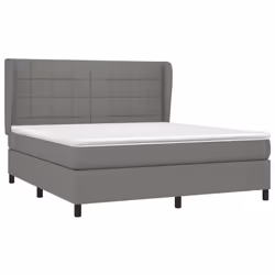 vidaXL Giroletto a Molle con Materasso Grigio Scuro 160x200 cm Tessuto - Vista aggiuntiva 3