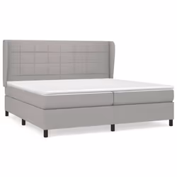vidaXL Giroletto a Molle con Materasso Grigio Chiaro 200x200cm Tessuto - Vista aggiuntiva 2