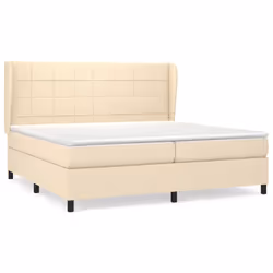 vidaXL Giroletto a Molle con Materasso Crema 200x200 cm in Tessuto - Vista aggiuntiva 2
