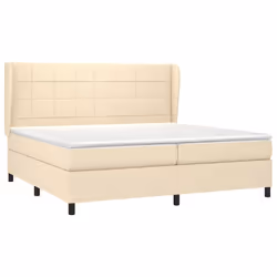 vidaXL Giroletto a Molle con Materasso Crema 200x200 cm in Tessuto - Vista aggiuntiva 3
