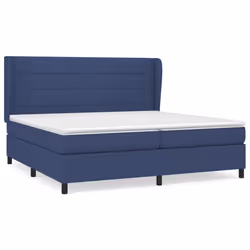 vidaXL Giroletto a Molle con Materasso Blu 200x200 cm in Tessuto - Vista aggiuntiva 2