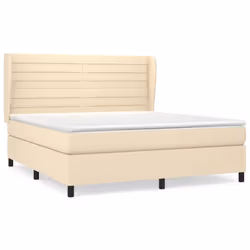 vidaXL Giroletto a Molle con Materasso Crema 160x200 cm in Tessuto - Vista aggiuntiva 2