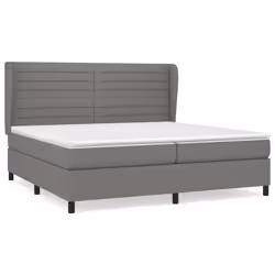 vidaXL Giroletto a Molle con Materasso Grigio Scuro 200x200 cm Tessuto - Vista aggiuntiva 2