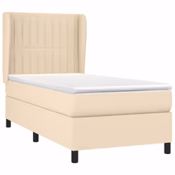 vidaXL Giroletto a Molle con Materasso Crema 90x200 cm inTessuto - Vista aggiuntiva 3