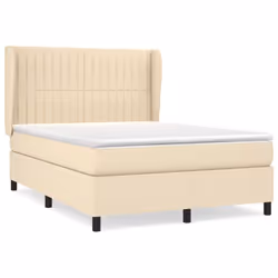 vidaXL Giroletto a Molle con Materasso Crema 140x200 cm in Tessuto - Vista aggiuntiva 2