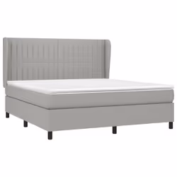 vidaXL Giroletto a Molle con Materasso Grigio Chiaro160x200 cm Tessuto - Vista aggiuntiva 3